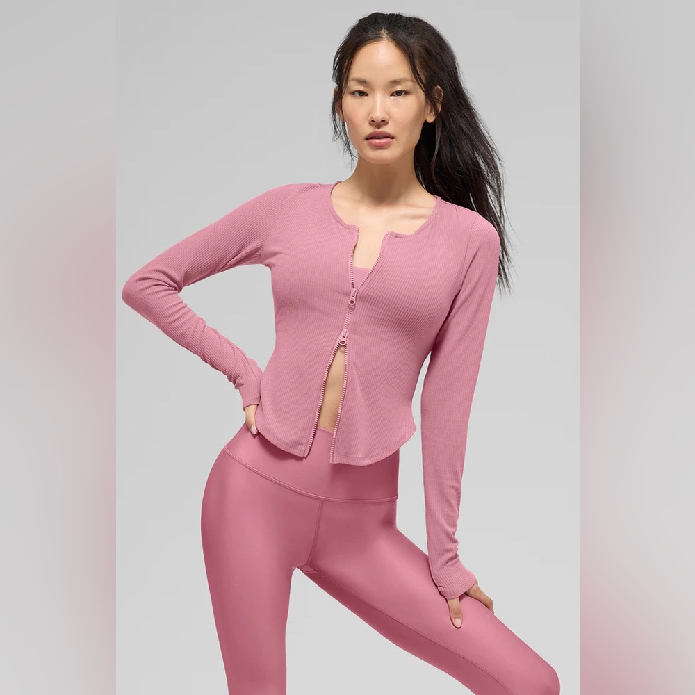 ALO Ribbed Stardust Long Sleeve - Pink Wild Rose